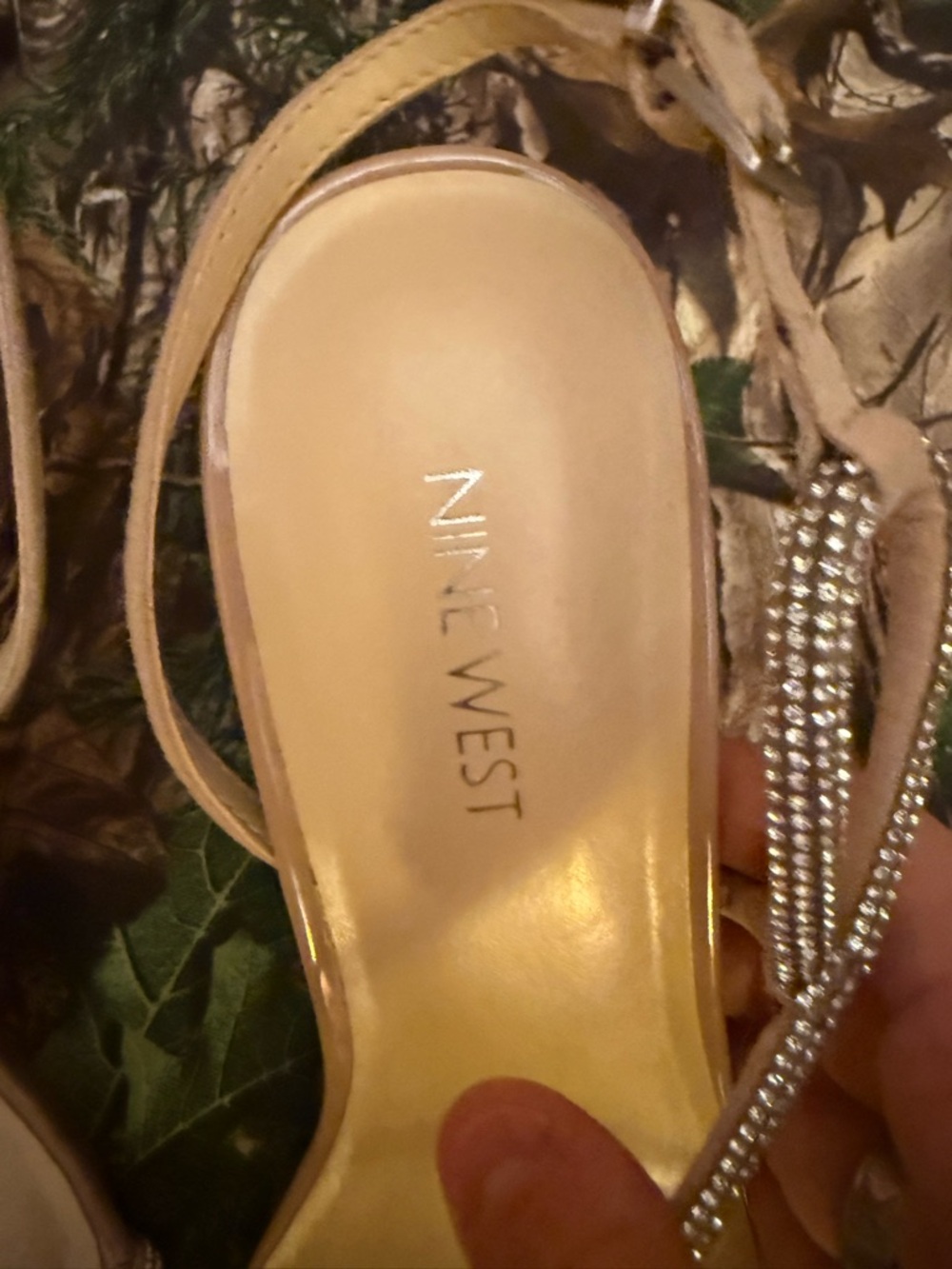 Nine West Blush Strappy Heels with Rhinestone Accent - Picture 2 of 6